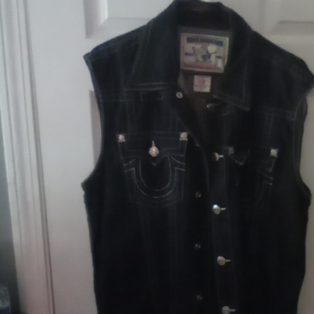 True religoin denim vest